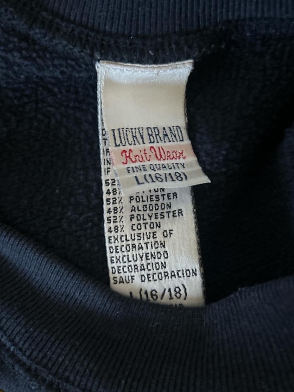 Lucky Brand Navy Crewneck Sweater with Yellow Applique - Picture 2 of 2